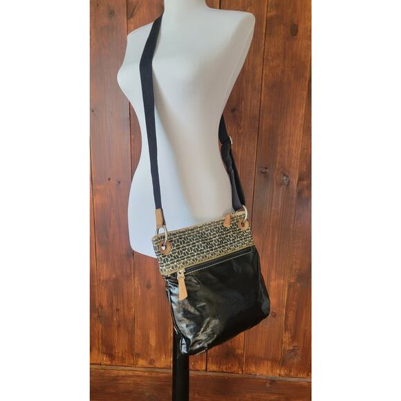 Fossil Key●Per Crossbody Purse Dot Canvas Faux Leather Y2K 2000 Adjustable Strap - Picture 12 of 16